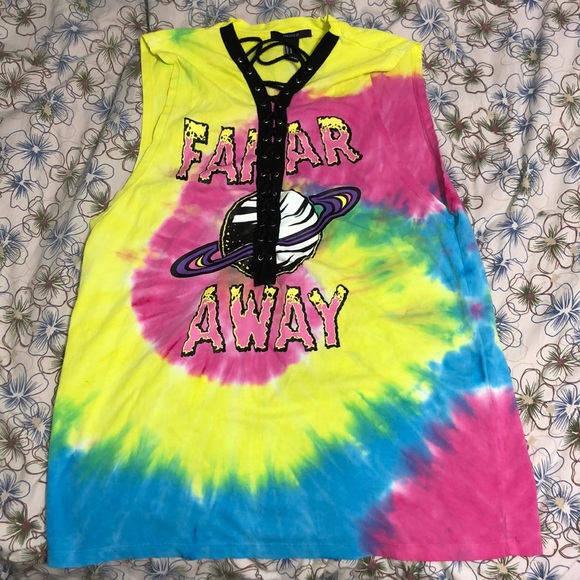 A multi coloured tie-dye, Tie up shirt - Picture 1 of 2
